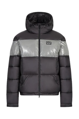 Doudoune à capuche - Noir et gris