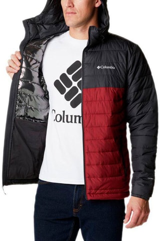 Doudoune à capuche Powder Lite - Noir et bordeaux