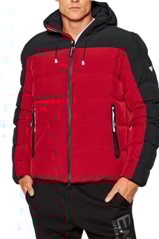 Doudoune à capuche - Rouge et noir