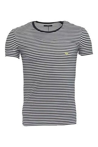 T-shirt slim - Blanc et bleu marine