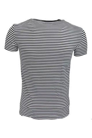 T-shirt slim - Blanc et bleu marine
