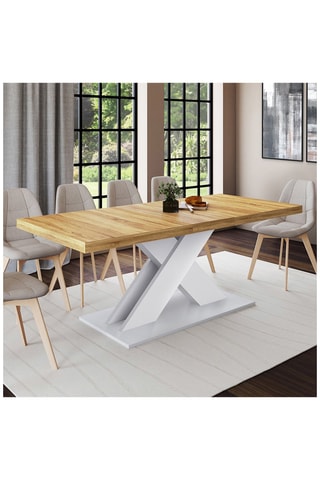 Table à manger extensible Alexia - Imitation bois et blanc