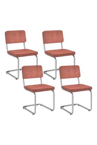 4 chaises Naya - 44 x 79 x 52 cm - Revêtement en velours