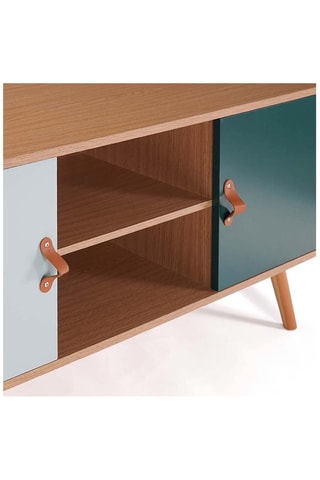 Meuble TV 2 portes Aria - Naturel et vert