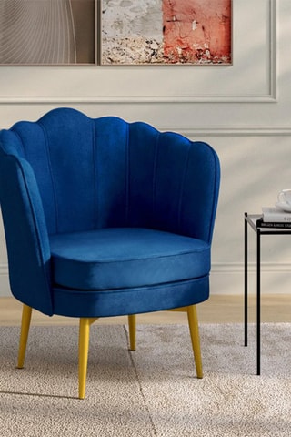 Fauteuil Arielle - Bleu et doré - Velours