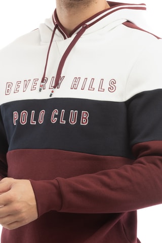 Sweater met Capuchon - Bordeauxrood en Wit
