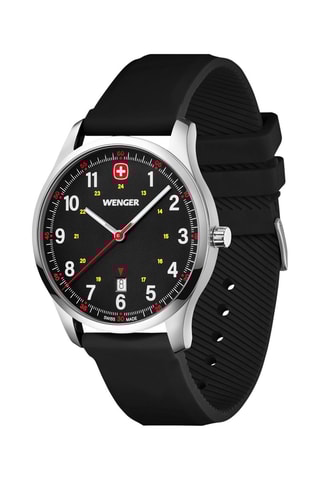 Montre à quartz en silicone City Sport - Noir et argenté