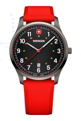 Montre à quartz en silicone City Sport - Rouge et noir