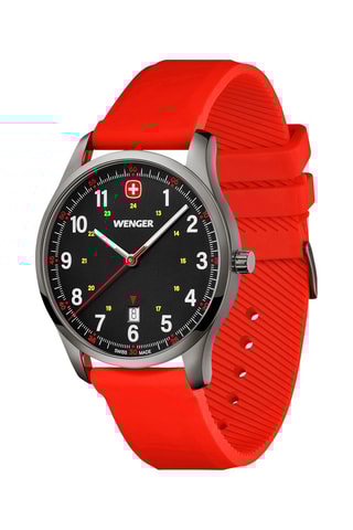 Montre à quartz en silicone City Sport - Rouge et noir