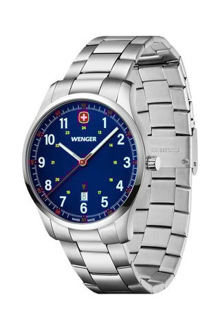 Montre à quartz en acier City Sport - Argenté et bleu marine