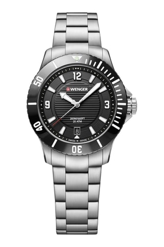 Montre à quartz en acier Seaforce - Argenté et noir
