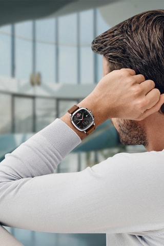 Montre à quartz - Chronographe - Marron et argenté