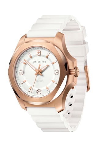 Montre à quartz en caoutchouc naturel et plaqué or pvd - Blanc et doré rose
