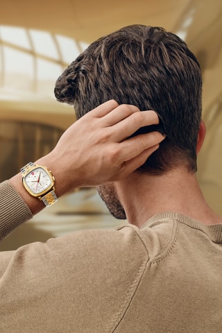 Montre à quartz en acier inoxydable - Chronographe - Bicolore et doré