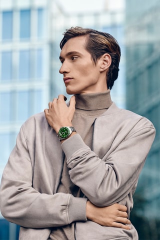 Montre à quartz en acier inoxydable - Argenté et vert