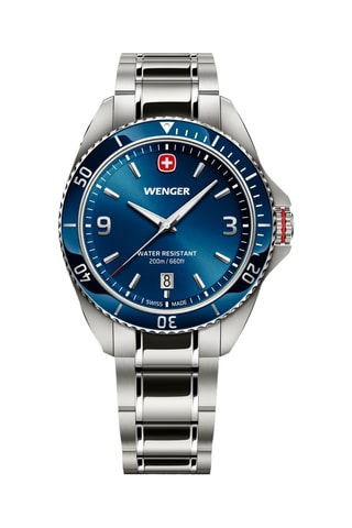 Montre à quartz en acier inoxydable - Argenté et bleu