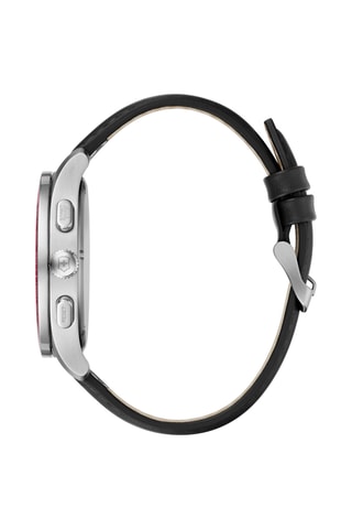 Montre à quartz en cuir - Tachymètre - Noir et rouge