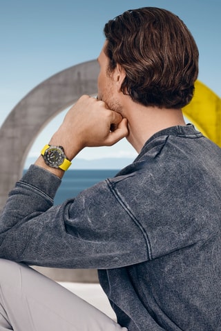Montre à quartz en silicone - Jaune et gris