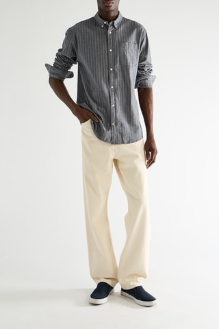 Chemise en coton biologique - Bleu marine et écru