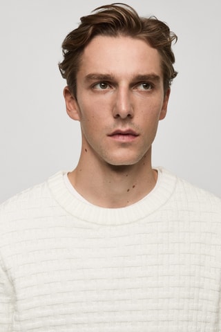 Pull-over croisé maille - Blanc cassé