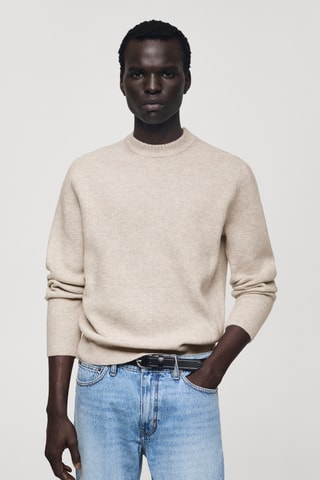 Pull-over maille structure quadrillée - Sable