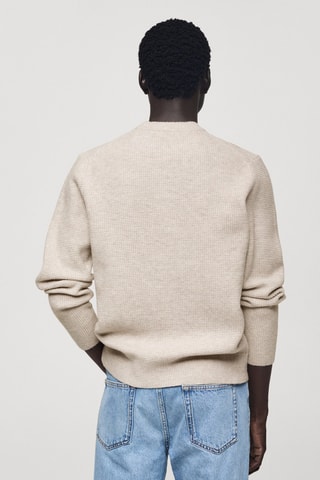 Pull-over maille structure quadrillée - Sable
