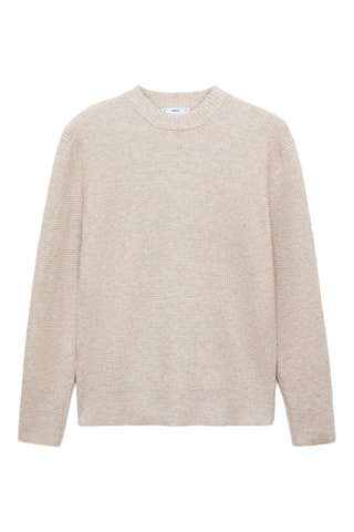 Pull-over maille structure quadrillée - Sable