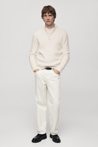 Pull-over maille col montant - Blanc cassé