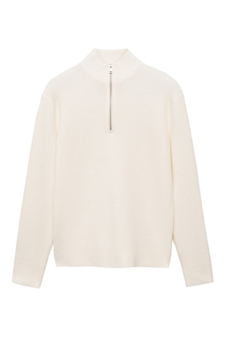 Pull-over maille col montant - Blanc cassé