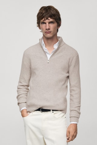 Pull-over maille col montant - Sable