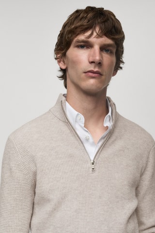 Pull-over maille col montant - Sable