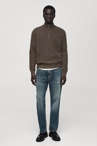 Pull-over maille col montant - Marron