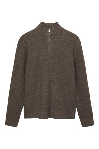 Pull-over maille col montant - Marron