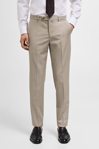 Pantalon costume slim-fit 100 % laine vierge - Beige