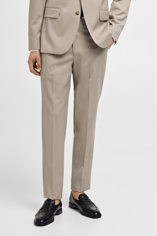 Pantalon costume slim-fit 100 % laine vierge - Beige