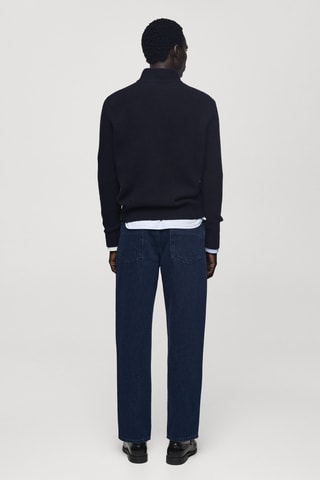 Pull-over maille col montant - Bleu marine