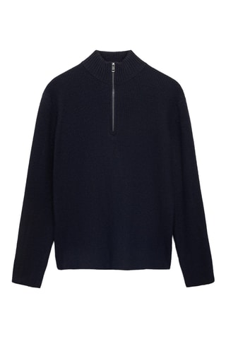 Pull-over maille col montant - Bleu marine