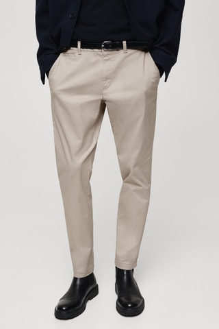 Pantalon coton tapered crop - Gris