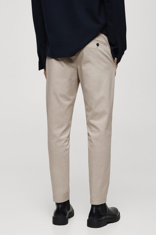 Pantalon coton tapered crop - Gris