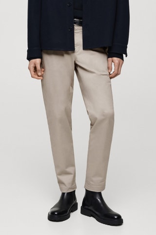 Pantalon coton tapered crop - Gris