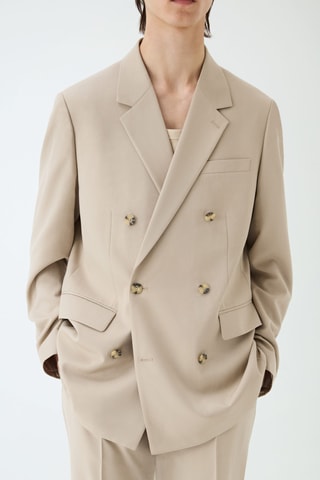 Veste costume regular-fit croisée - Beige