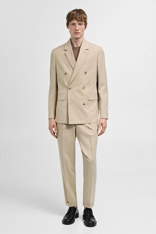 Veste costume regular-fit croisée - Beige