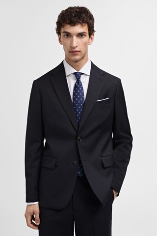 Veste costume slim-fit 100 % laine vierge - Bleu marine