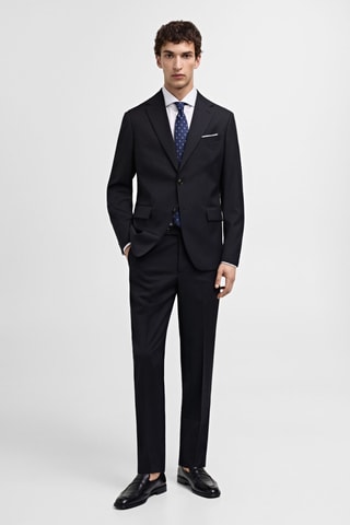 Veste costume slim-fit 100 % laine vierge - Bleu marine