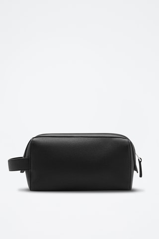 Trousse cuir foulé zip - Noir