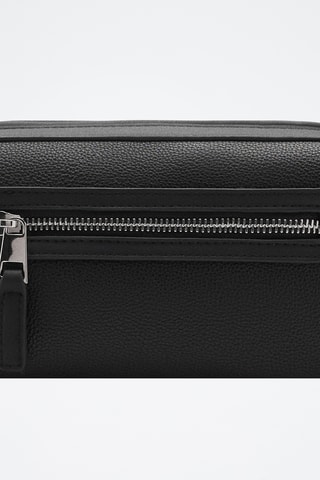Trousse cuir foulé zip - Noir