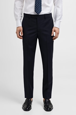 Pantalon costume slim-fit 100 % laine vierge - Bleu marine