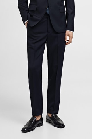 Pantalon costume slim-fit 100 % laine vierge - Bleu marine