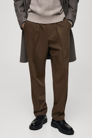 Pantalon regular-fit fluide pinces - Marron