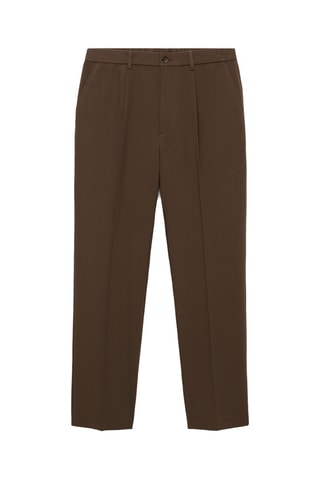 Pantalon regular-fit fluide pinces - Marron